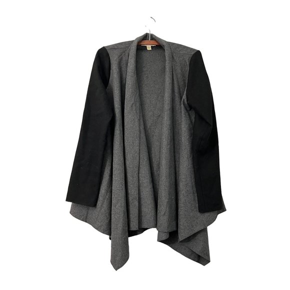 Staring At Stars Womens Gray Black Wool Blend Open Waterfall Front Cardigan M - Picture 2 of 7